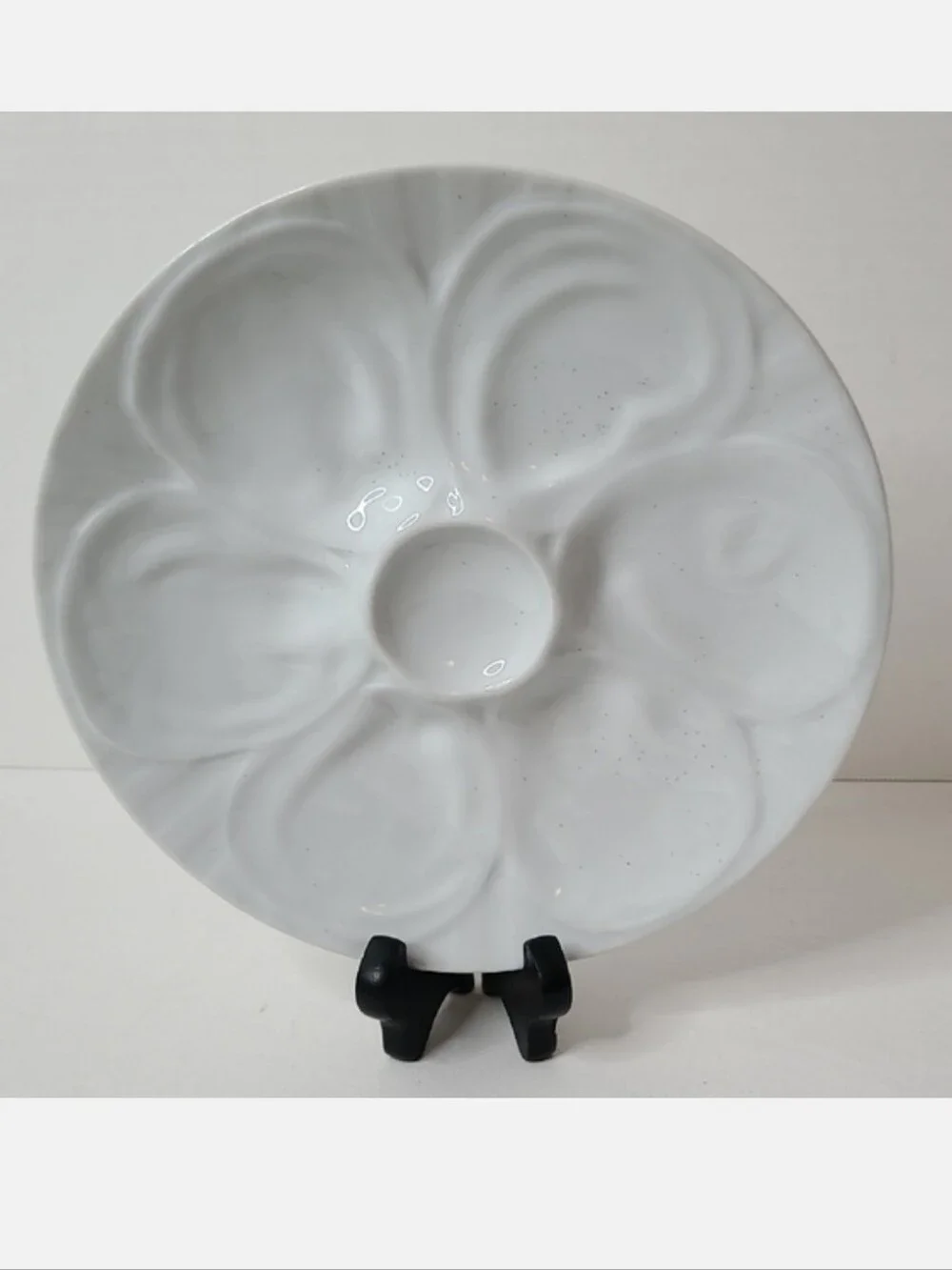 Vintage 60's Oyster Dish Plate Ceramic Stoneware Porcelain White Serve Platter